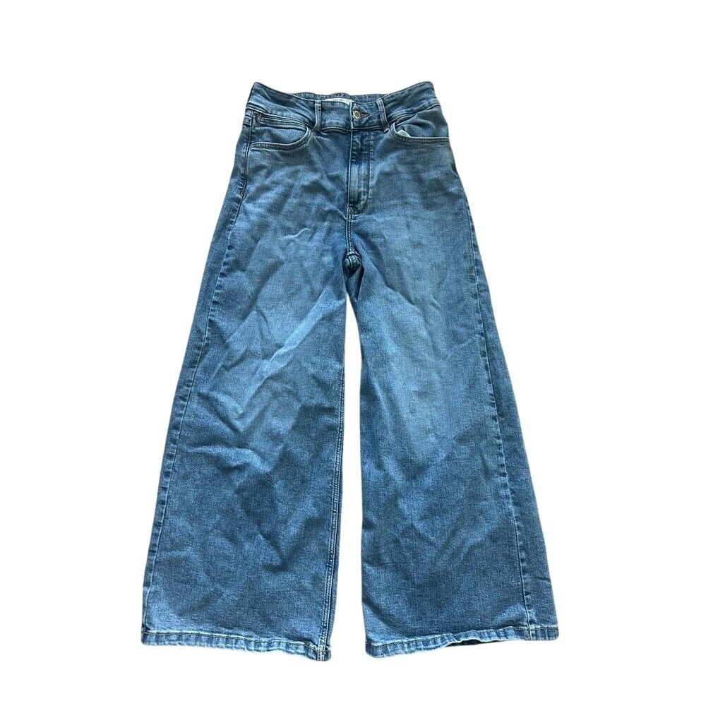 Wrangler Womens High-Rise Wide Leg A-line Crop Jeans Blue Size 2